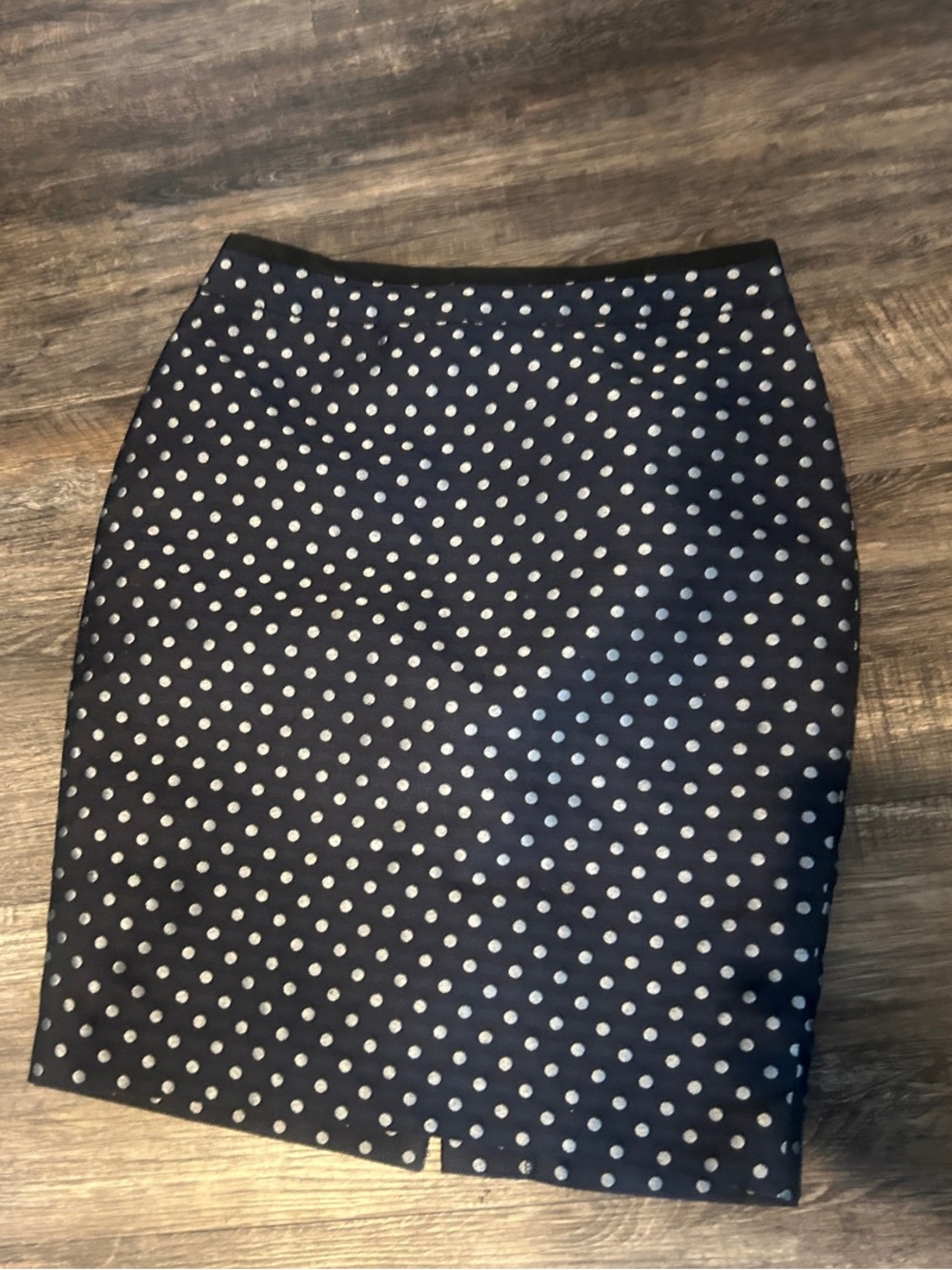 Ann Taylor Navy Pencil Skirt with White Polka Dots
